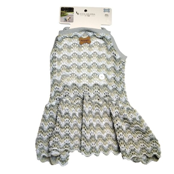 Koolaburra By Ugg Large Dog Green and White Mila Knit Chevron Pattern Dress - Picture 2 of 9
